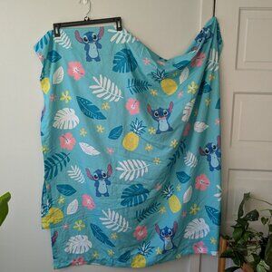Disney Stitch Teal Twin Size Top Sheet Tropical Leaves Lilo and Stitch